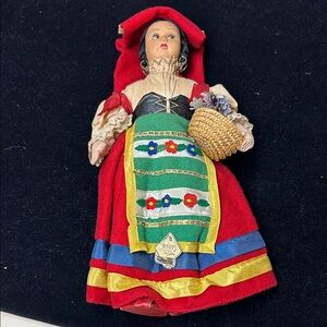 Colorful Traditional Roma Doll with Basket